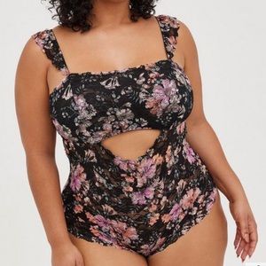 torrid BRAND NEW! Lace Front Cutout Bodysuit - Floral Never Worn!